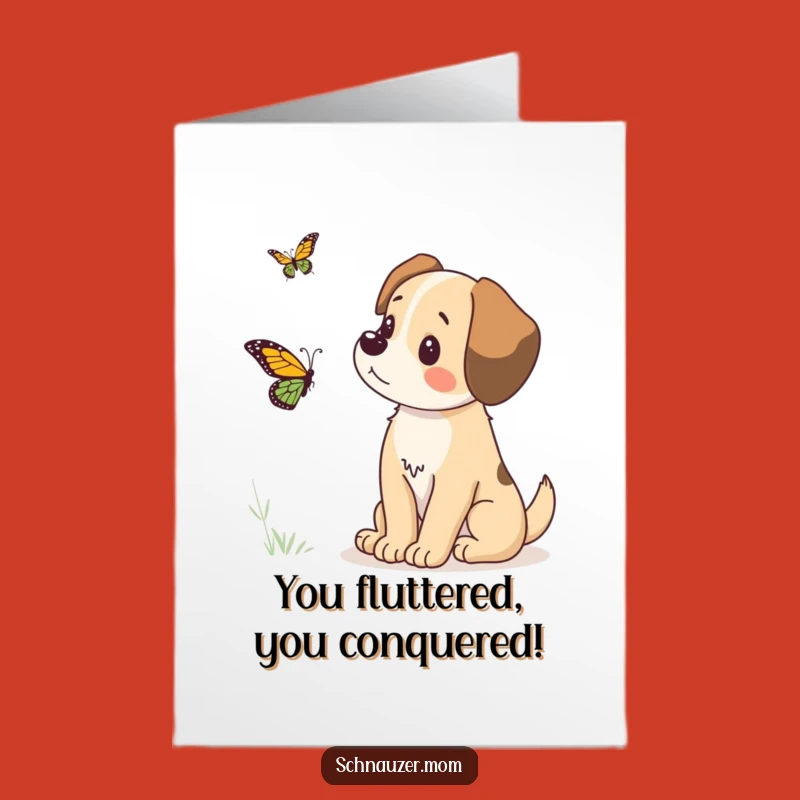 Free Printable Dog & Butterfly Congrats Card Funny Downloadable Gift