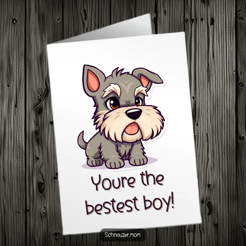 Funny Free Printable Schnauzer Thank You Card: A playful dog with a mischievous glint, slyly saying thank you for your kindness.