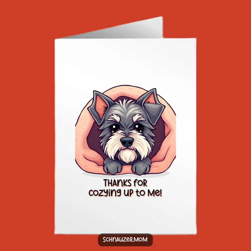Free Printable Thank You Card: Cozy Kawaii Schnauzer Gratitude Peek