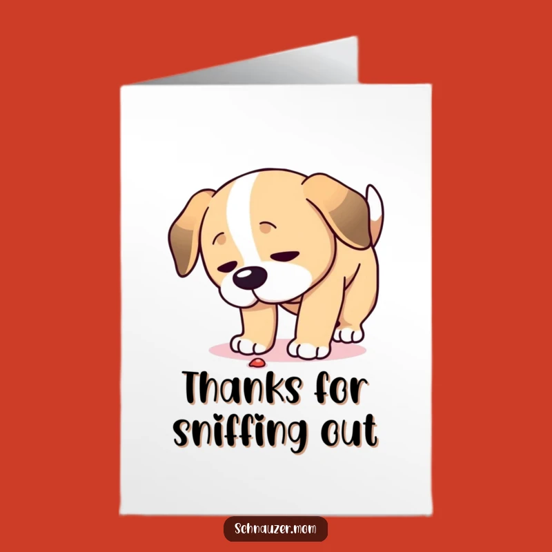Free Printable Thank You Card: Dog's Intent Gaze for a Humorous Thanks