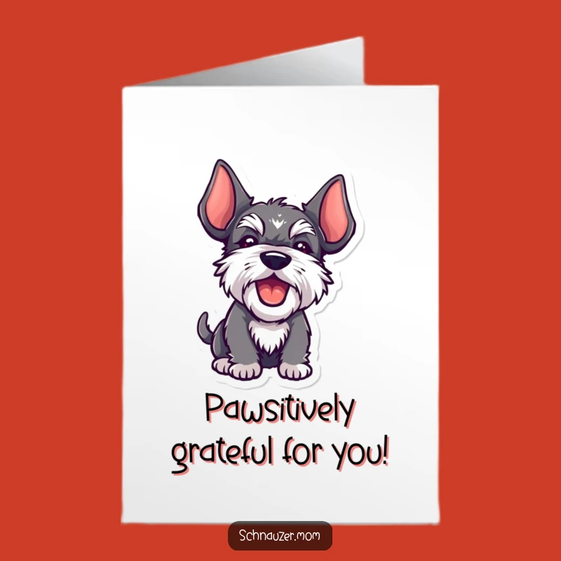 Free Printable Kawaii Schnauzer Thank You Card: Playful Doggo Gratitude Downloadable Gift