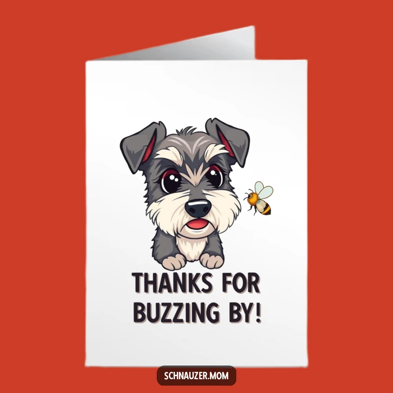 Free Printable Thank You Card: Goofy Schnauzer Bee Watcher, Sweet Downloadable Doggy Note
