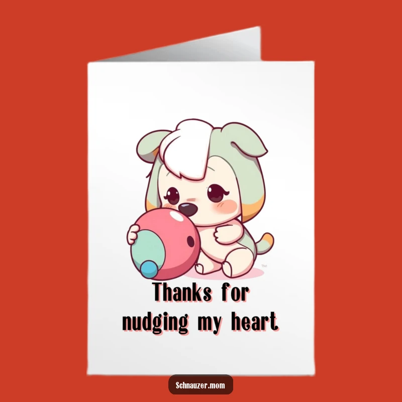 Free Printable Thank You Card: Eager Dog Nudging Toy, Funny Downloadable Gift