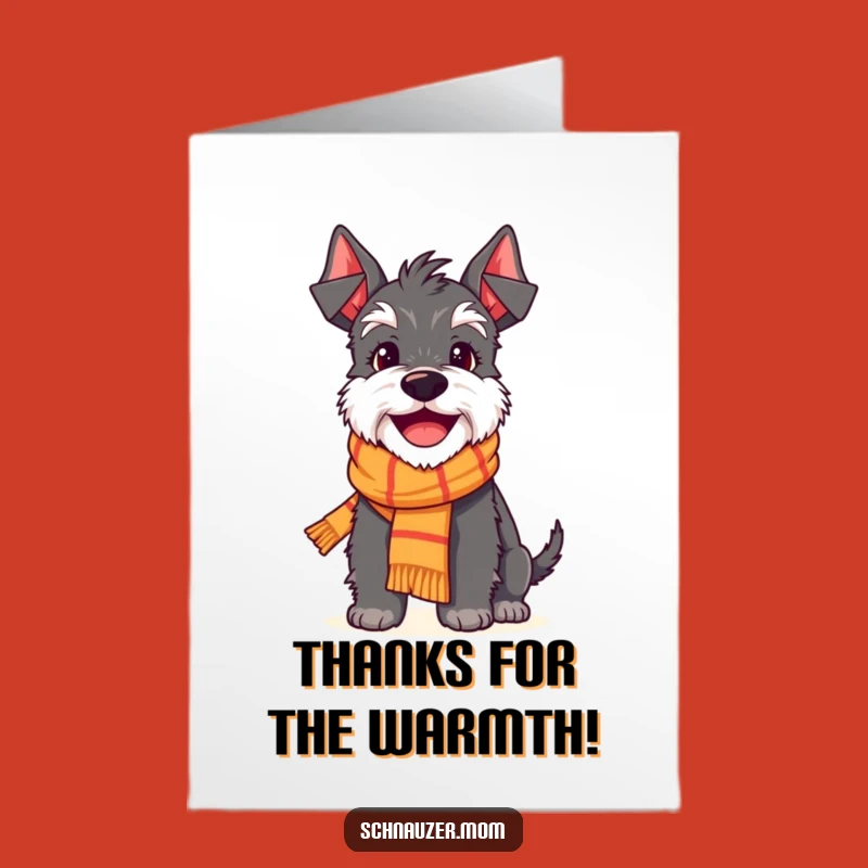 Free Printable Schnauzer Thank You Card: Scarfed Pup, Smiling Gratitude Downloadable