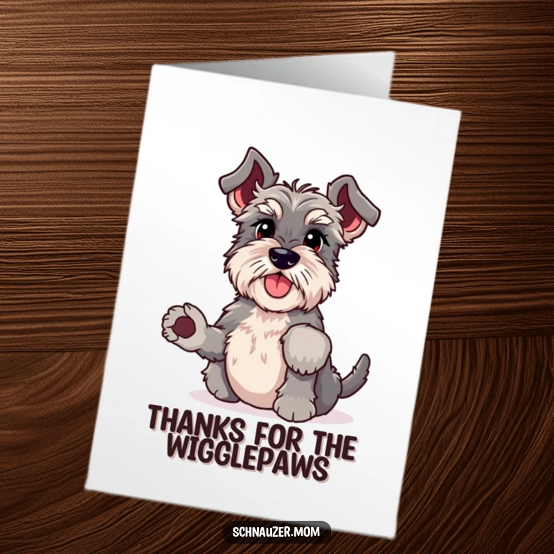 Funny Free Printable Thank You Card: A determined Schnauzer in a headstand pose with wiggling paws.