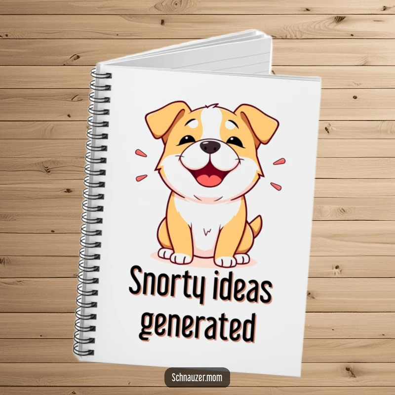 Funny Snorting Dog Notebook: A dog's face illustrates a happy snort of amusement, perfect for jotting down your funny ideas.