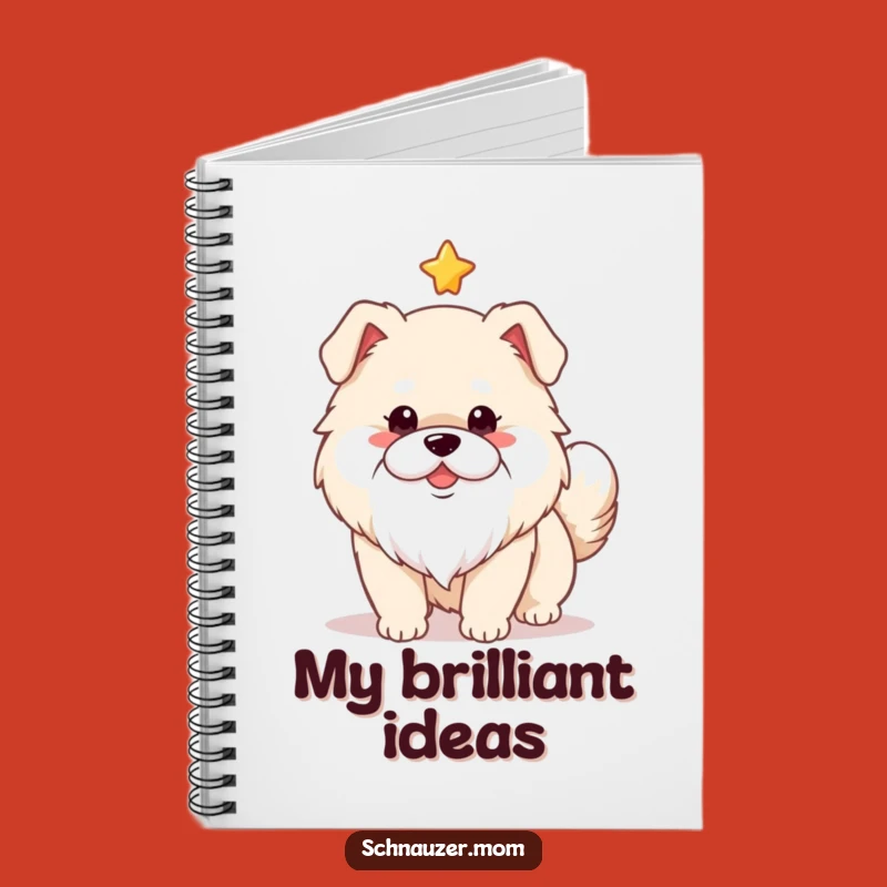 Funny Fluffy Dog White Beard Notebook - Wagging Tail Star Journal