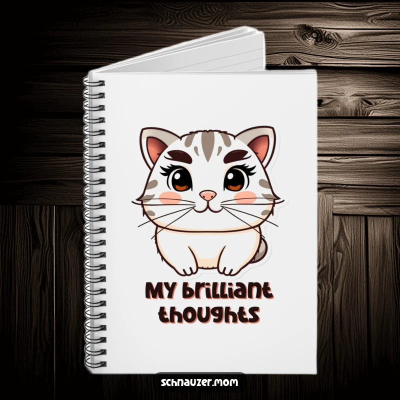 Funny Notebook cover displaying a distinguished character with large, bushy eyebrows and neat whiskers, inspiring witty notes and ideas.