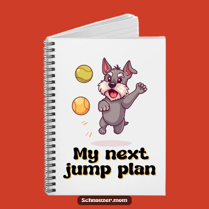 Funny Schnauzer Dog Notebook: Playful Pup's Ball Chase Journal