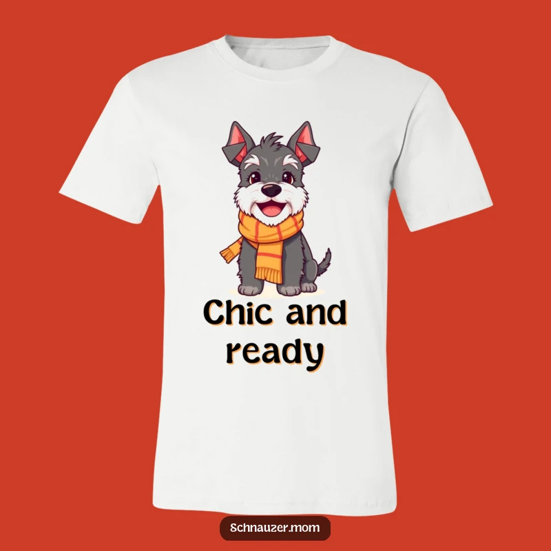 Funny Schnauzer Scarf Smile T-Shirt: Delighted Dog Design, Cozy & Cheerful Gift