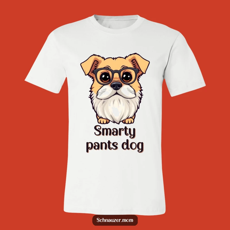Funny Bearded Scholar Dog T-Shirt - Tiny Spectacles Curious Pup Tee