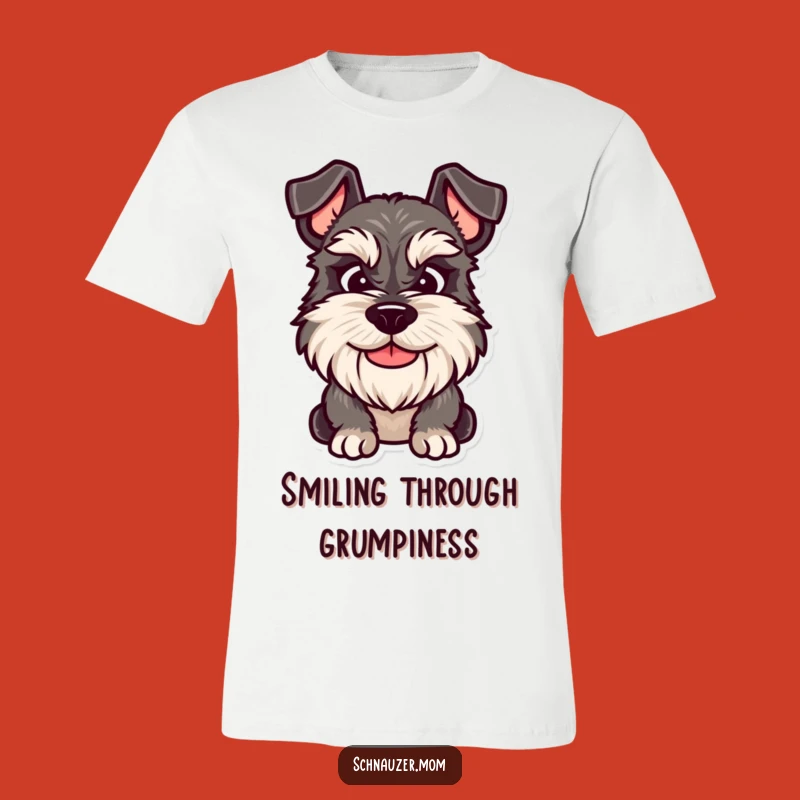 Funny Grumpy Schnauzer Smile T-Shirt - Relatable Dog Lover Apparel.