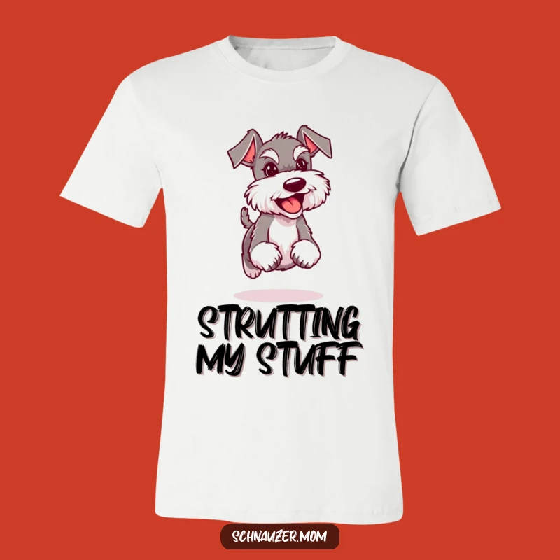 Funny Happy Schnauzer Lady Trotting T-Shirt: Confident Canine Apparel Gift