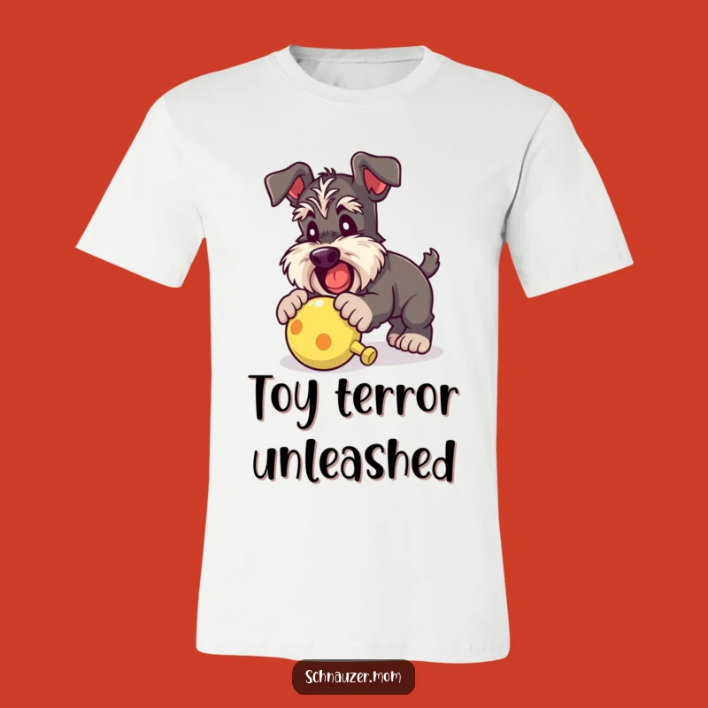 Funny Playful Schnauzer Lady Toy T-Shirt: Joyful Canine Apparel Gift