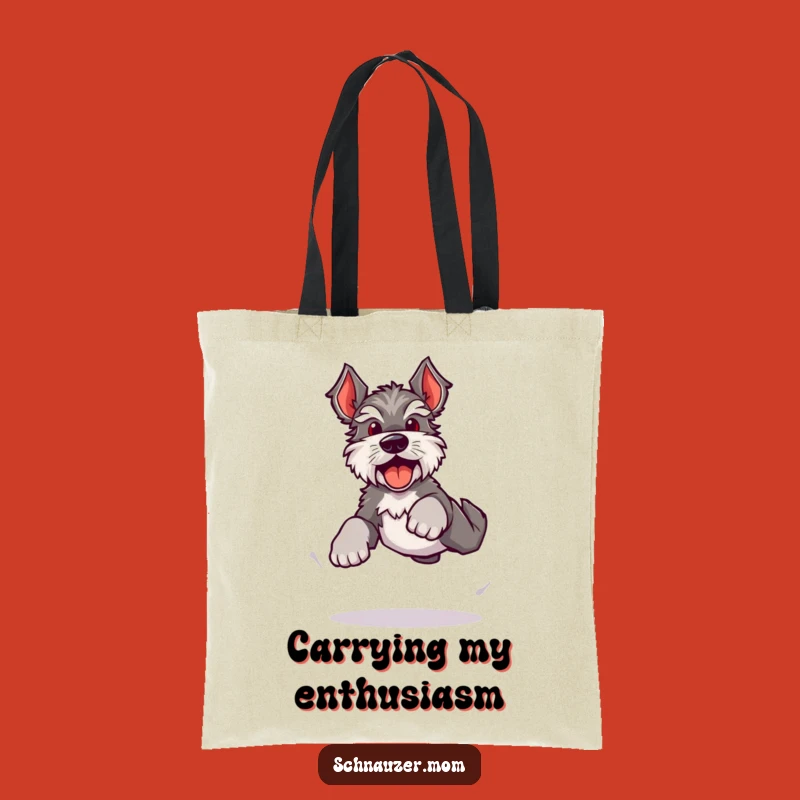 Funny Kawaii Schnauzer Tote Bag: Energetic Leap for Your Daily Adventures