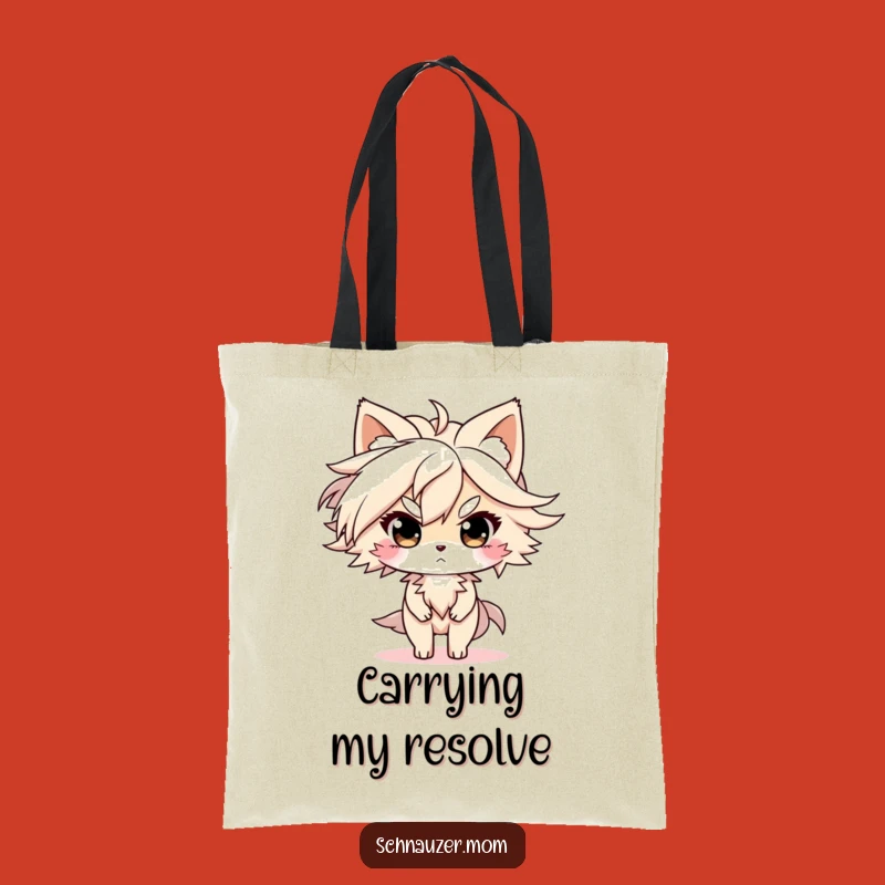 Funny Tote Bag: Determined Windblown Character, Perfect Motivational Gift