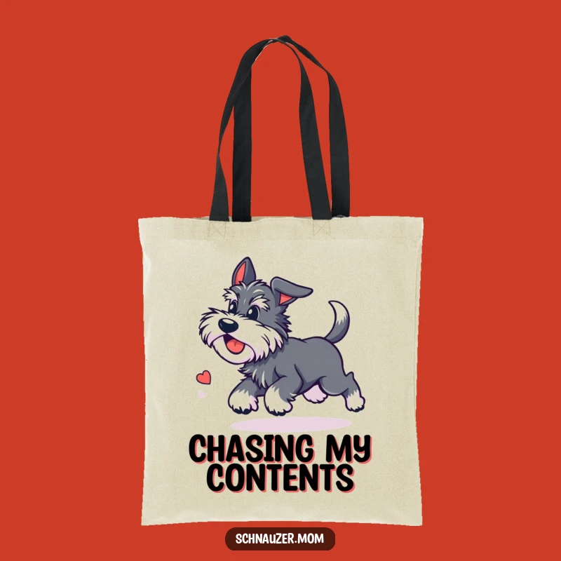 Funny Kawaii Schnauzer Tote Bag - Dizzy Tail Chase Carryall Gift