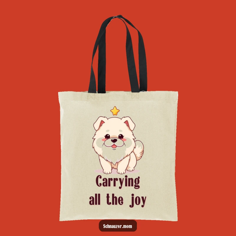 Funny Cute Fluffy Dog White Beard Tote Bag - Wagging Tail Star Pouch