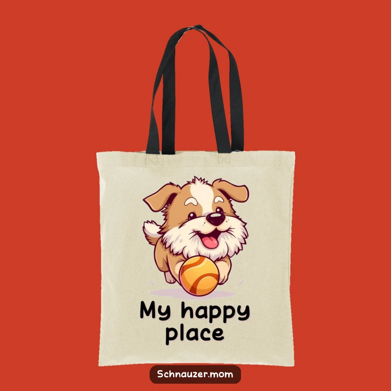 Funny Fluffy Beard Dog Ball Chase Tote Bag - Playful Pup Pouch