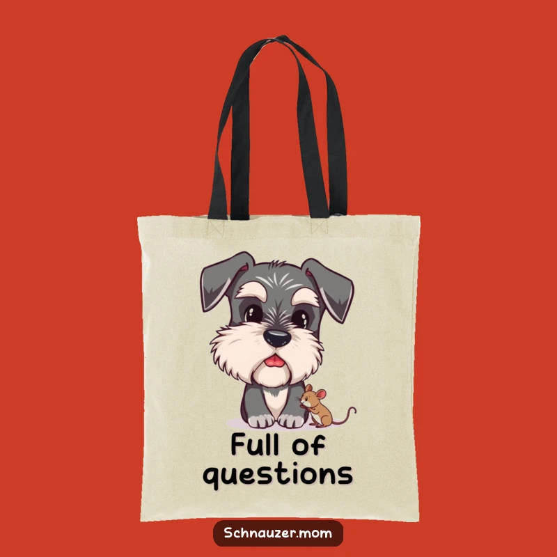 Funny Schnauzer Tote Bag - Curious Eyebrows & Mouse - Gift Idea