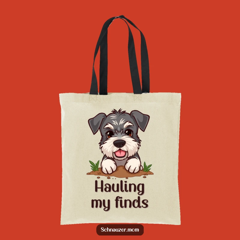 Funny Schnauzer Tote Bag - Determined Digger - Gift Idea