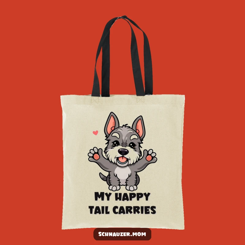 Funny Kawaii Schnauzer Tote Bag - Joyful Wagging Tail Eco-Friendly Shopper