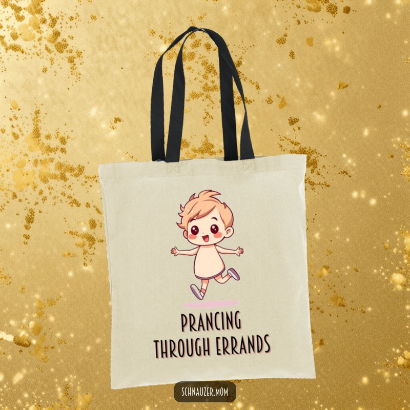 Funny Tote Bag: Character prancing with a confident, energetic gait, perfect for carrying essentials with flair and humor, a great funny gift.
