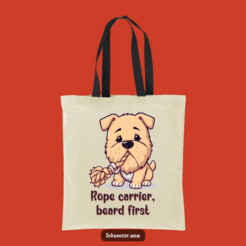 Funny Bearded Dog Tote Bag: Carry Your Essentials with Playful Rope Tugger Style!